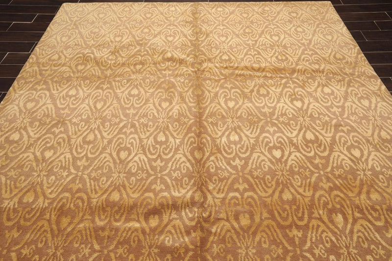 8'x10' Hand Knotted Wool & Silk Tibetan Oriental Area Rug Transitional Tan