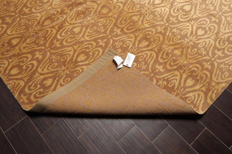 8'x10' Hand Knotted Wool & Silk Tibetan Oriental Area Rug Transitional Tan