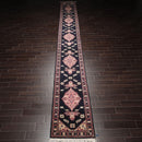 2'6" x 22' Hand Knotted Wool Rare Romanian Herizz Area Rug Midnight Blue Runner