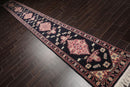 2'6" x 22' Hand Knotted Wool Rare Romanian Herizz Area Rug Midnight Blue Runner