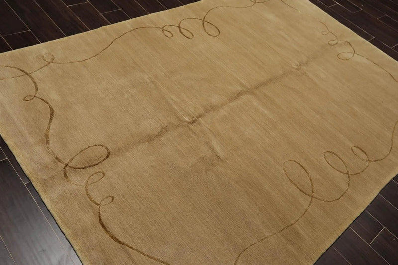 6'x9' Hand Knotted Wool & Silk Tibetan Barbara Barry Area Rug Moss