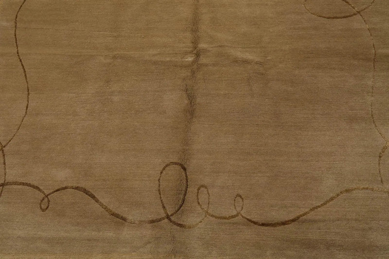 6'x9' Hand Knotted Wool & Silk Tibetan Barbara Barry Area Rug Moss