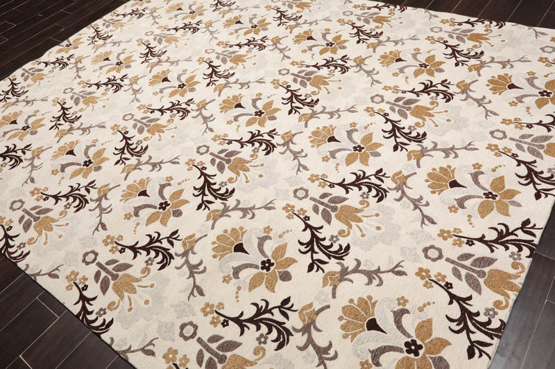 7'9” x 9'9" Transitional Floral Oriental Area Rug Beige, Brown