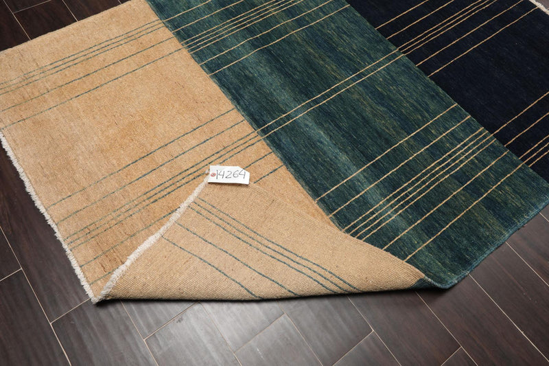 4'2" x 5'7" Hand Knotted 100% Wool Modern Peshawar Designer Oriental Area Rug Beige