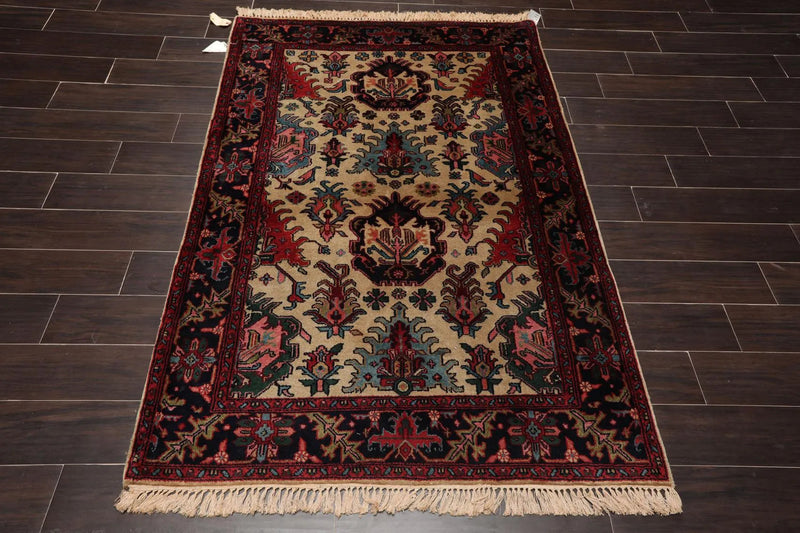 4' x 6' Hand Knotted 100% Wool Arts & Crafts Oriental Area Rug Beige