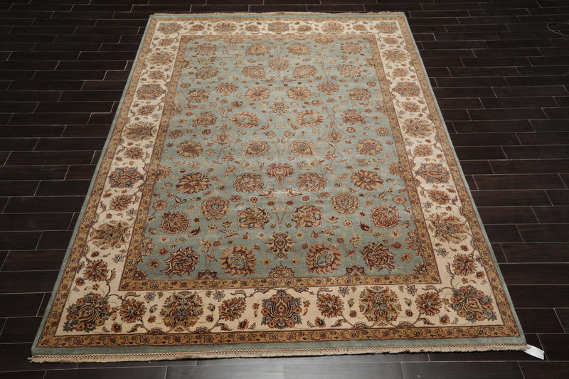 8'6" x 11'6" Hand Knotted 100% Wool Agra 200 KPSI Oriental Area Rug Aqua