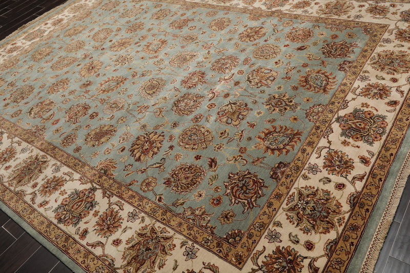8'6" x 11'6" Hand Knotted 100% Wool Agra 200 KPSI Oriental Area Rug Aqua
