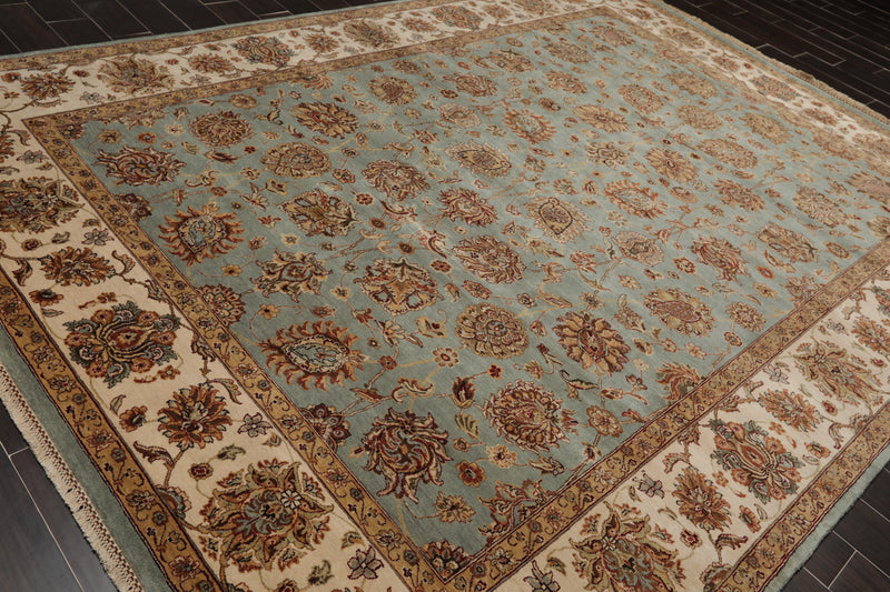 8'6" x 11'6" Hand Knotted 100% Wool Agra 200 KPSI Oriental Area Rug Aqua