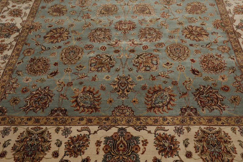 8'6" x 11'6" Hand Knotted 100% Wool Agra 200 KPSI Oriental Area Rug Aqua