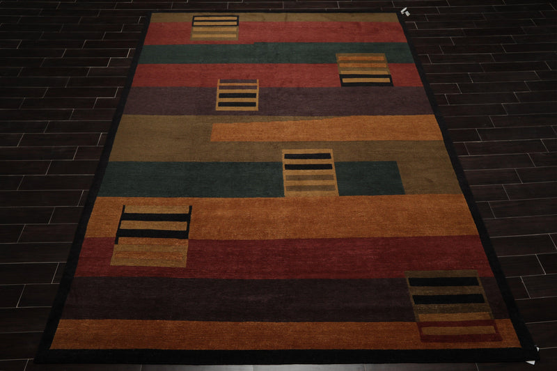 8'11" x 12' Hand Knotted Modern100% Wool Tibetan Oriental Area Rug Gold