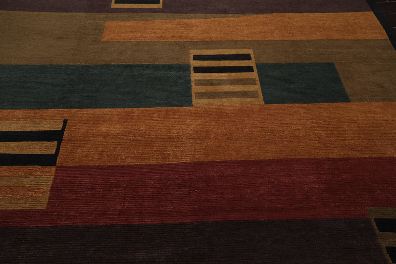 8'11" x 12' Hand Knotted Modern100% Wool Tibetan Oriental Area Rug Gold