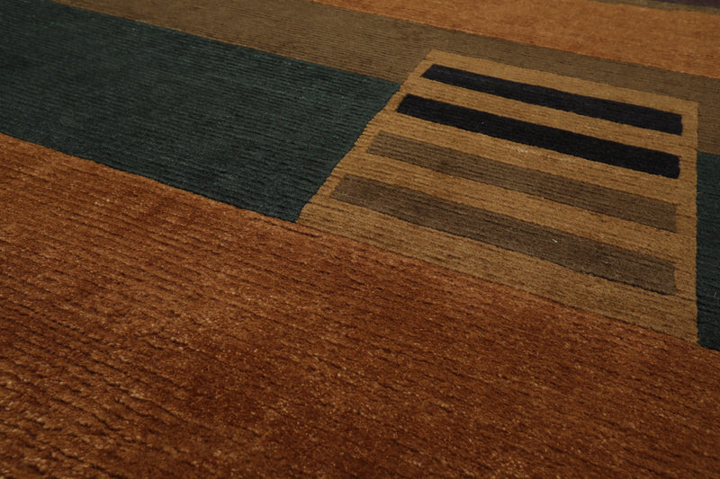 8'11" x 12' Hand Knotted Modern100% Wool Tibetan Oriental Area Rug Gold