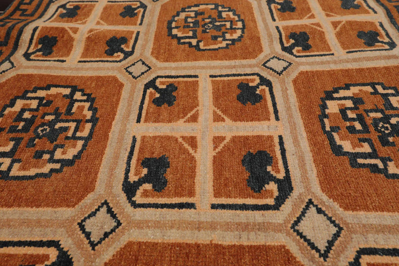 2'10''x10'4'' Hand Knotted Tibetan 100% Wool Greek Key Transitional Oriental Area Rug Beige, Brown Color Runner