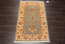 2'6" x 3'10" Hand Knotted 100% Wool Chobi Peshawar Traditional Area Rug Aqua