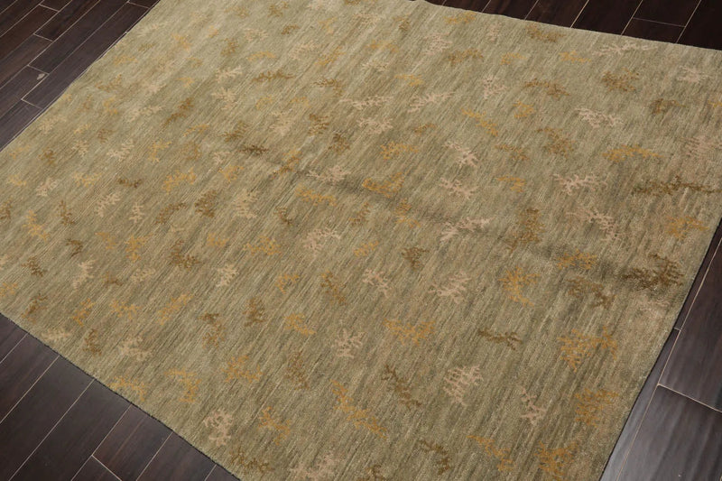5' 1''x7' 2'' Hand Knotted Tibetan 100% Wool Michaelian & Kohlberg Transitional  Oriental Area Rug Moss,Beige Color