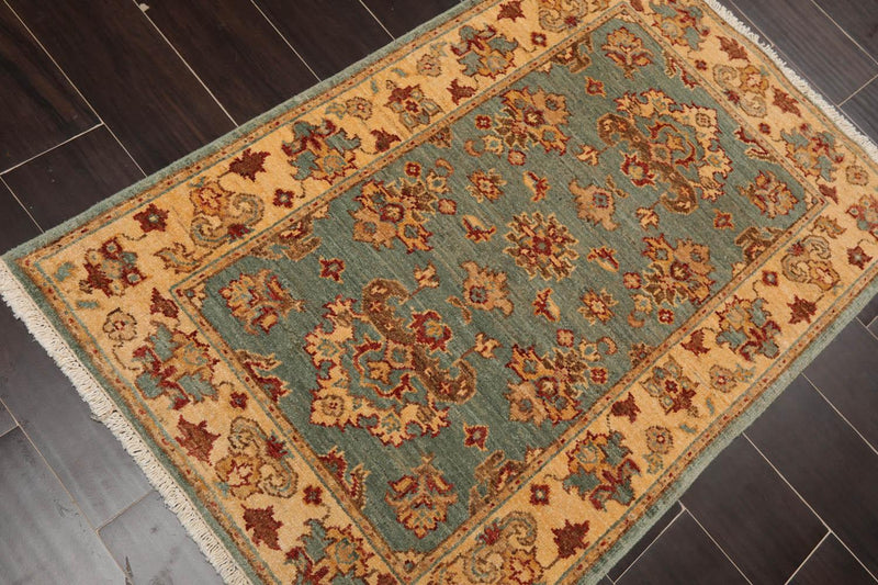 2'6" x 3'10" Hand Knotted 100% Wool Chobi Peshawar Traditional Area Rug Aqua