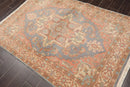 4x6 Slate, Salmon Hand Knotted Persian 100% Wool Heriz Traditional 150 KPSI Oriental Area Rug