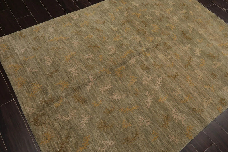 5' 1''x7' 2'' Hand Knotted Tibetan 100% Wool Michaelian & Kohlberg Transitional  Oriental Area Rug Moss,Beige Color