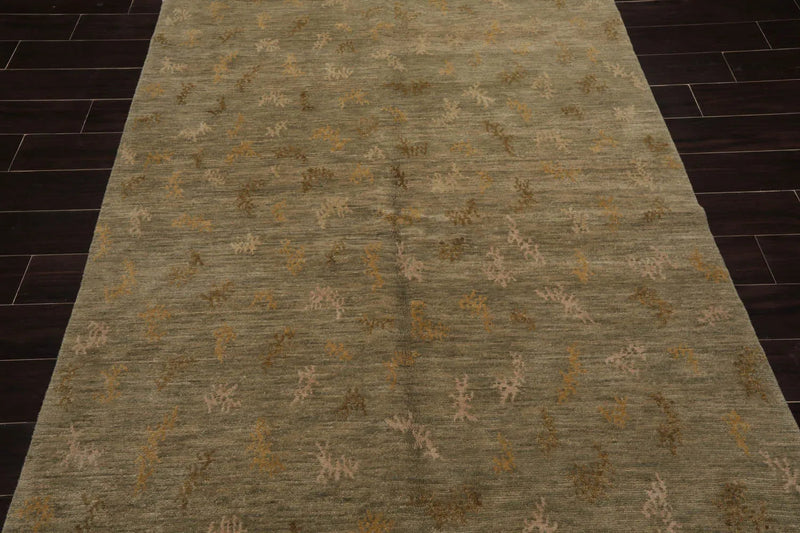 5' 1''x7' 2'' Hand Knotted Tibetan 100% Wool Michaelian & Kohlberg Transitional  Oriental Area Rug Moss,Beige Color