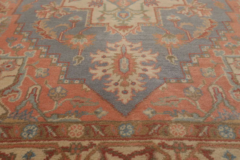 4x6 Slate, Salmon Hand Knotted Persian 100% Wool Heriz Traditional 150 KPSI Oriental Area Rug