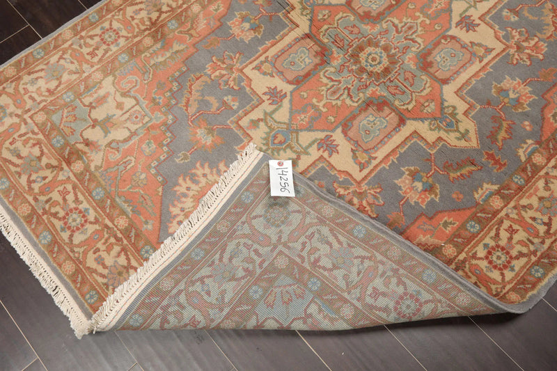 4x6 Slate, Salmon Hand Knotted Persian 100% Wool Heriz Traditional 150 KPSI Oriental Area Rug