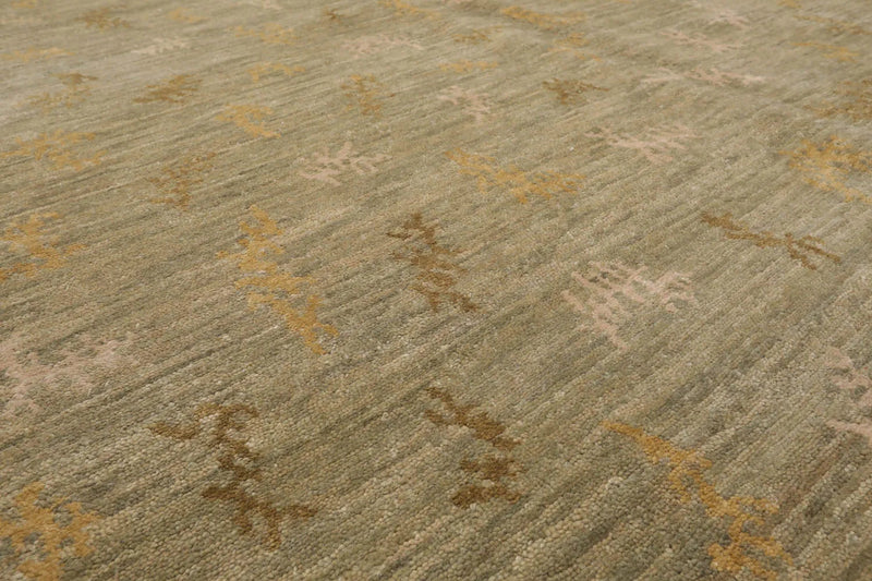 5' 1''x7' 2'' Hand Knotted Tibetan 100% Wool Michaelian & Kohlberg Transitional  Oriental Area Rug Moss,Beige Color