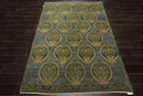 5x7 Hand Knotted Tibetan 100% Wool Michaelian & Kohlberg Traditional Oriental Area Rug Blue, Green Color