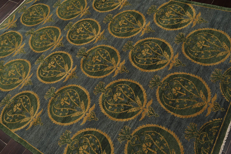 5x7 Hand Knotted Tibetan 100% Wool Michaelian & Kohlberg Traditional Oriental Area Rug Blue, Green Color