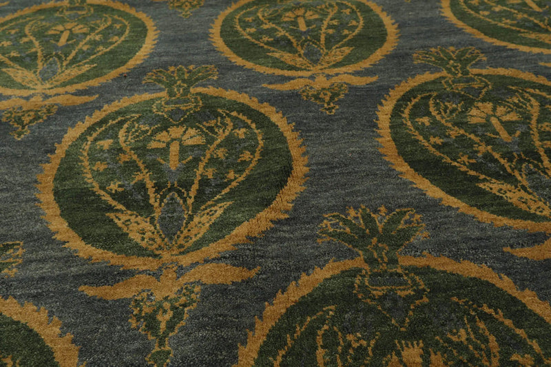 5x7 Hand Knotted Tibetan 100% Wool Michaelian & Kohlberg Traditional Oriental Area Rug Blue, Green Color