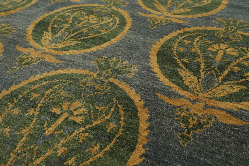 5x7 Hand Knotted Tibetan 100% Wool Michaelian & Kohlberg Traditional Oriental Area Rug Blue, Green Color