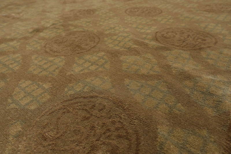 9' x 12' Hand Knotted Designer Wool & Silk Tibetan Oriental Area Rug Moss