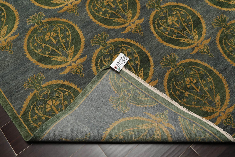 5x7 Hand Knotted Tibetan 100% Wool Michaelian & Kohlberg Traditional Oriental Area Rug Blue, Green Color