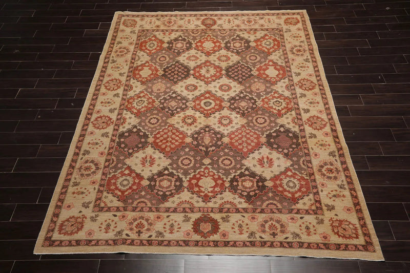 8' 1''x10' 2'' Hand Knotted 100% Wool Peshawar Traditional Oriental Area Rug Tan, Brown Color