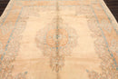 8' x 10' Hand Knotted Super Fine 250 KPSI Wool Oriental Area Rug Beige vintage