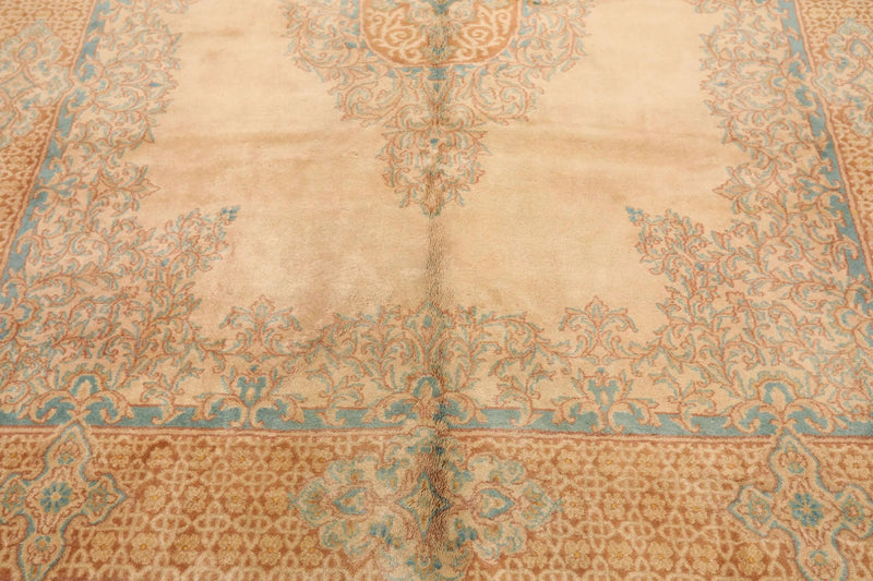 8' x 10' Hand Knotted Super Fine 250 KPSI Wool Oriental Area Rug Beige vintage