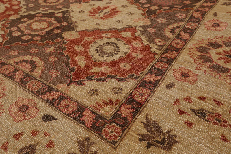 8' 1''x10' 2'' Hand Knotted 100% Wool Peshawar Traditional Oriental Area Rug Tan, Brown Color