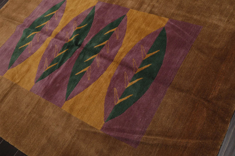 5' 2''x7'Hand Knotted Tibetan 100% Wool Michaelian & Kohlberg Traditional Oriental Area Rug Lavander, Gold Color