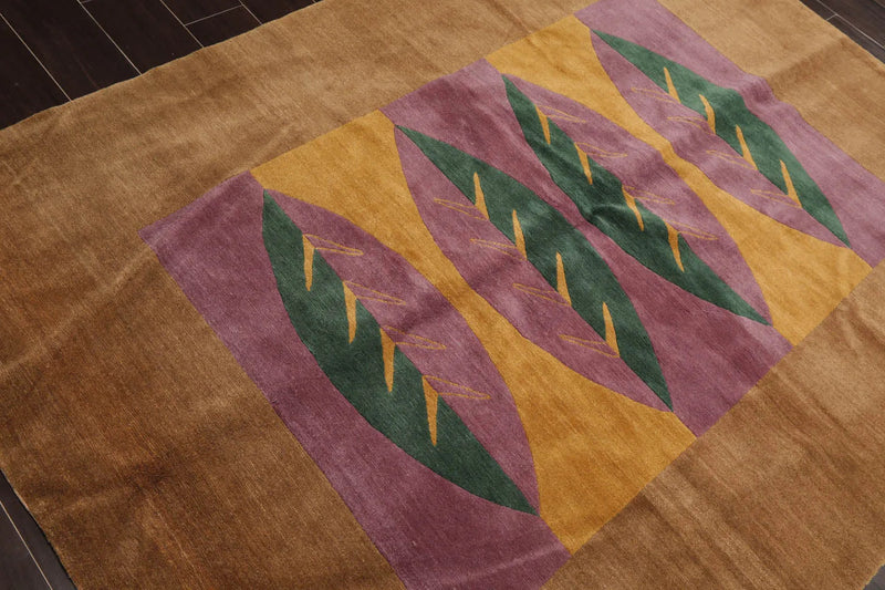 5' 2''x7'Hand Knotted Tibetan 100% Wool Michaelian & Kohlberg Traditional Oriental Area Rug Lavander, Gold Color