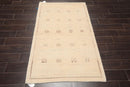 3'5" x 5'7" Hand Knotted 100% Wool Tibetan Gabbehh Oriental Area Rug Ivory