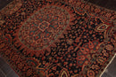 4' 11''x6' 9'' Hand Knotted 100% Wool Antique  Traditional Oriental Area Rug Midnight Blue, Rose Color
