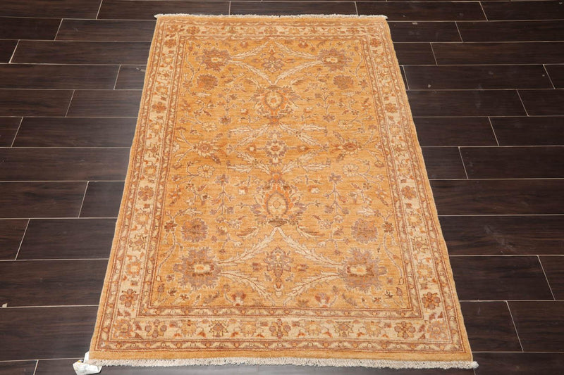 3'6" x 5' Hand Knotted 100% Wool Chobi Peshawar Traditional Area Rug Caramel