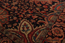 4' 11''x6' 9'' Hand Knotted 100% Wool Antique  Traditional Oriental Area Rug Midnight Blue, Rose Color