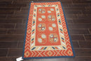 3'2''x5' Hand Woven 100% Wool Dhurry Kilim Flatweave Area Rug Teracotta