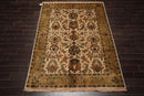 6x9 Hand Knotted New Zealand Wool Agra Traditional Oriental Area Rug Beige, Gold Color