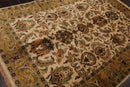 6x9 Hand Knotted New Zealand Wool Agra Traditional Oriental Area Rug Beige, Gold Color