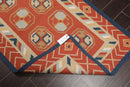 3'2''x5' Hand Woven 100% Wool Dhurry Kilim Flatweave Area Rug Teracotta