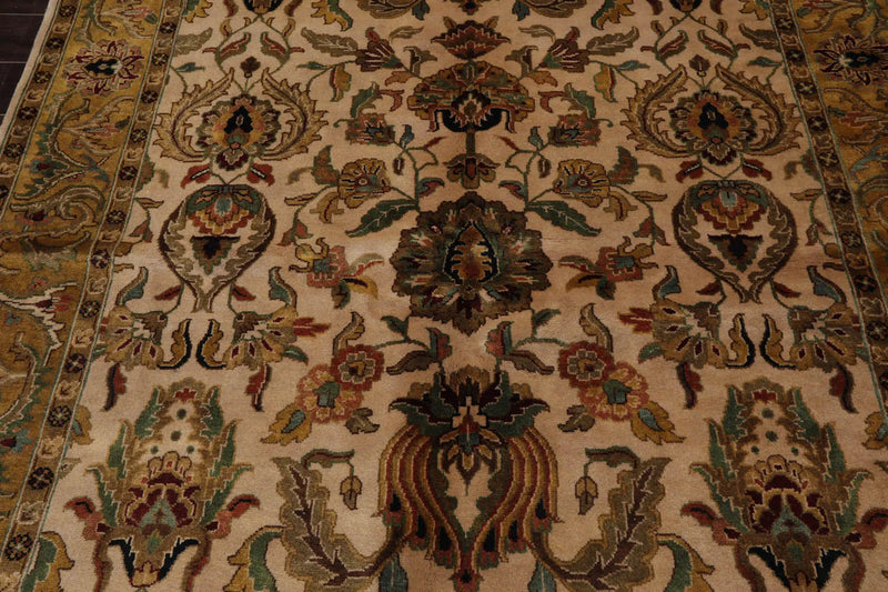 6x9 Hand Knotted New Zealand Wool Agra Traditional Oriental Area Rug Beige, Gold Color