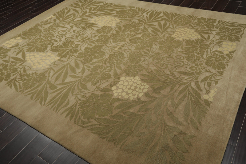 8'1" x 10' Hand Knotted Transitional Wool & Silk Tibetan Oriental Area Rug Moss