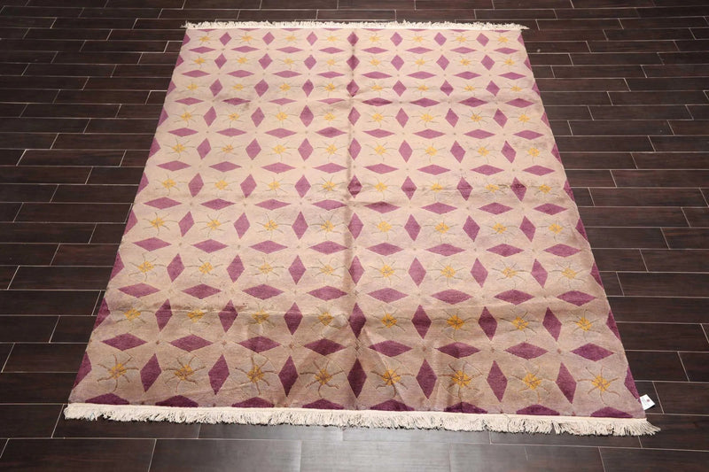 8' x 10' Hand Knotted Antique finish Wool Tibetan Oriental Area Rug Gray