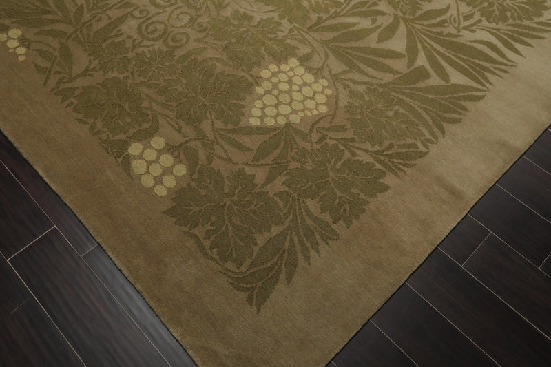 8'1" x 10' Hand Knotted Transitional Wool & Silk Tibetan Oriental Area Rug Moss